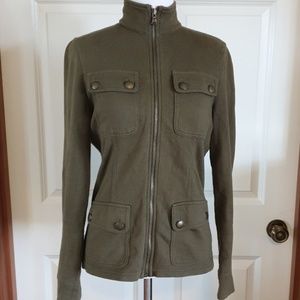 LAUREN RALPH LAUREN army green sweater jacket